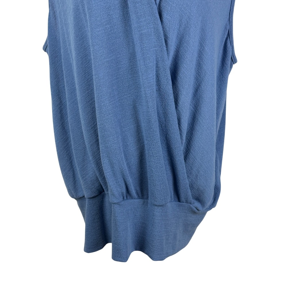 Ava James Women's 1X Blue‎ Surplice Wrap Sleeveless Banded Hem Top - Picture 3 of 7